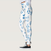 Leggings Élégant Pingouins Bleus avec Motif de flocons de n (Gauche)
