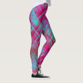 Leggings Élégant Plaid Check rose violet Aqua (Droite)