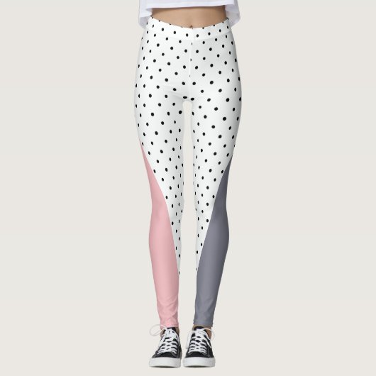 Leggings Élégant pois géométriques rose pastel (Devant)