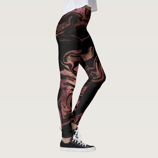 Leggings Elégant rose en cuivre doré noir marbre (Droite)