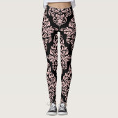Leggings Élégant rose et noir Damas (Devant)