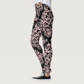 Leggings Élégant rose et noir Damas (Gauche)