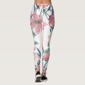 Leggings Elégant rose Fleurs Aquarelle Floral (Dos)