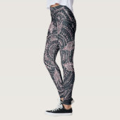Leggings Elégant Rose Gold Mandala Gray Nebula Design (Gauche)