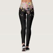 Leggings Elégant Rose holographique Parties scintillant or  (Dos)