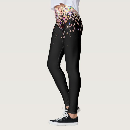Leggings Elégant Rose holographique Parties scintillant or  (Gauche)