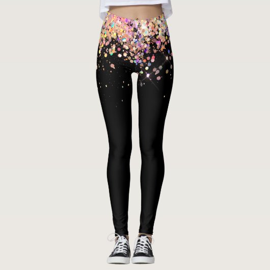 Leggings Elégant Rose holographique Parties scintillant or (Devant)