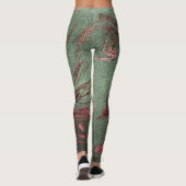 Leggings Élégant rose moderne en cuivre, marbre vert or (Dos)