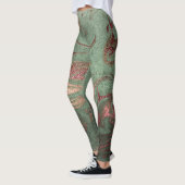 Leggings Élégant rose moderne en cuivre, marbre vert or (Gauche)