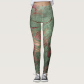 Leggings Élégant rose moderne en cuivre, marbre vert or (Devant)