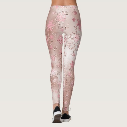 Leggings Élégant rose or Noël Snowflake Motif (Dos)