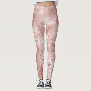 Leggings Élégant rose or Noël Snowflake Motif
