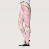 Leggings Elégant rose Parties scintillant argent  marbre Mo (Gauche)
