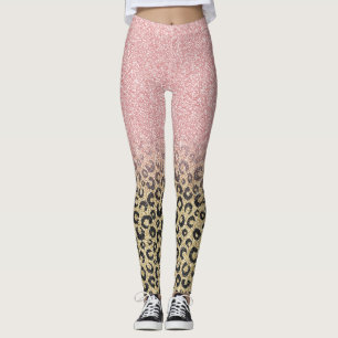 Leggings Élégant Rose Parties scintillant or Empreinte de l