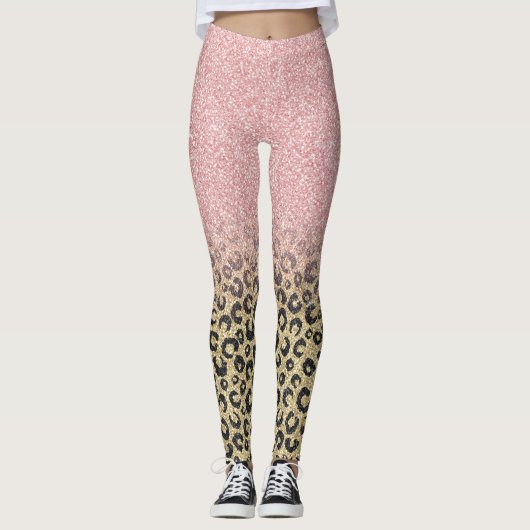 Leggings Élégant Rose Parties scintillant or Empreinte de l (Devant)