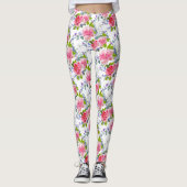 Leggings Élégant Rose Rose Girly Chic Floral Pattern (Devant)