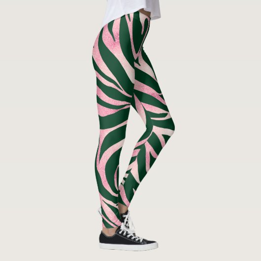 Leggings Elégant Rose vert Parties scintillant or Zebra (Droite)