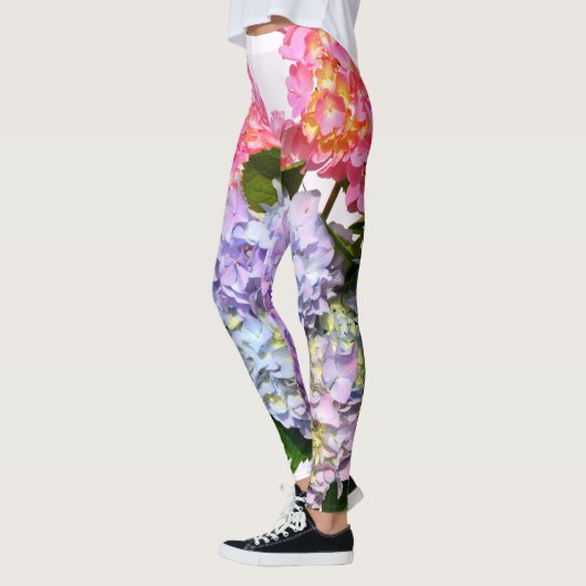 Leggings Elégant rose violet bleu floral Hydrangea Bouquet (Gauche)