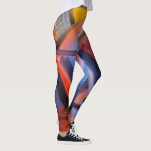 Leggings Elégant rouge orange noir rose bleu abstraction