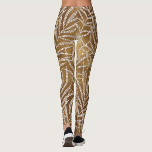 Leggings Elégant Silver Parties scintillant Or Foliage Moti (Dos)