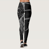 Leggings Elégant Silver Sun Moon Mandala Black Design (Dos)