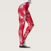 Leggings Élégant Snowflakes d'hiver | Arrière - plan rouge (Droite)