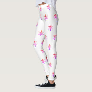 Leggings Élégant Snowflakes rose et blanc Noël