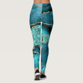 Leggings Elégant Turquoise et Parties scintillant or Ocean  (Dos)