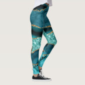Leggings Elégant Turquoise et Parties scintillant or Ocean  (Droite)