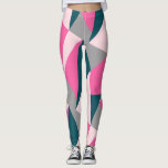 Leggings Elégant vert émeraude rose chaud pastel géométriqu<br><div class="desc">Design géométrique moderne dans les tons rose,  gris et vert.</div>