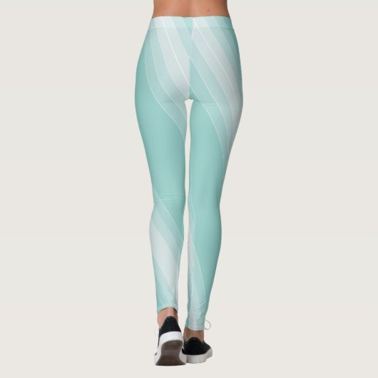 Leggings Elégant Vert Vert Blanc Chic Modèle Moderne (Dos)