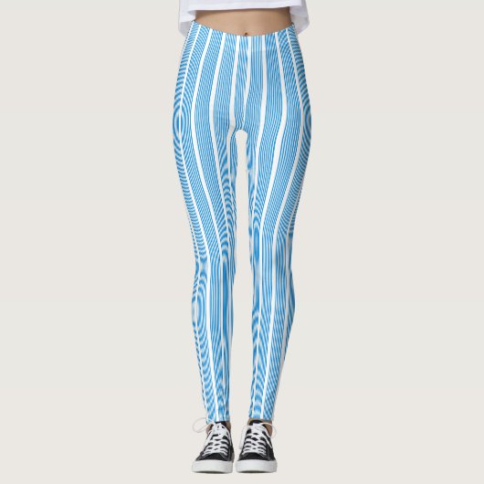 Leggings Elégante Bleu Blancs Modèle moderne (Devant)