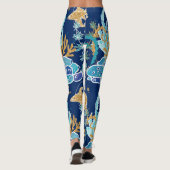 Leggings Elégante Blue Aqua Turquoise Gold Parties scintill (Dos)