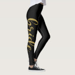 Leggings Élégante Brosse de calligraphie Or Parties scintil<br><div class="desc">Élégante Calligraphie Brossée Parties scintillant Or Leggings de mariée</div>