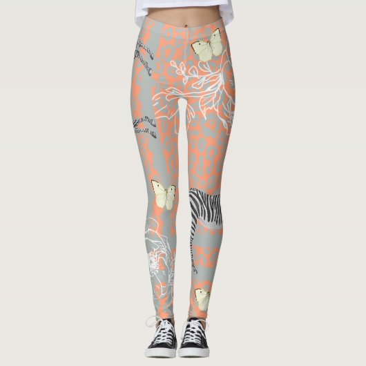 Leggings Élégante Cantaloupe Eclectique Moderne Orange (Devant)