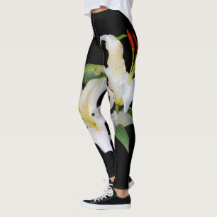 Leggings Elégante Casablanca White Oriental Lilies