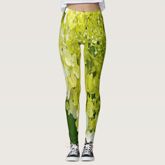 Leggings Élégante Chartreuse Vert Limelight Hydrangea (Devant)