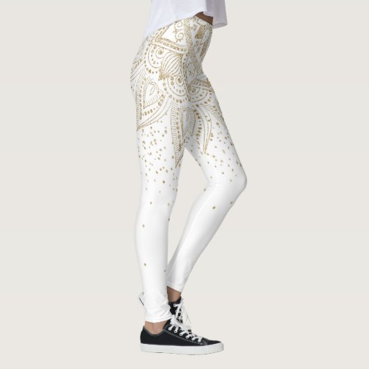 Leggings Elégante conception de points Mandala Or (Droite)
