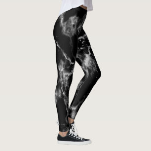 Leggings Élégante fille noire et Marbre blanc Motif