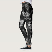 Leggings Élégante fille noire et Marbre blanc Motif (Gauche)
