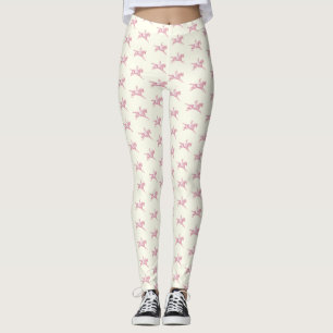 Leggings Élégante fille rose blanc cheval équitation