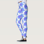 Leggings Élégante fleur florale violette bleu (Gauche)
