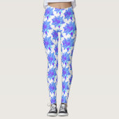 Leggings Élégante fleur florale violette bleu (Devant)