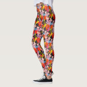 Leggings Élégante Fleur Rouge Jaune Et Bleue (Gauche)