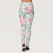 Leggings Elégante Fleurs Roses Blanches Aquarelle Florale (Dos)