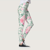 Leggings Elégante Fleurs Roses Blanches Aquarelle Florale (Droite)