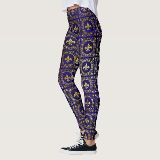 Leggings Élégante Gold Purple Saints Foil Motif Femmes (Gauche)