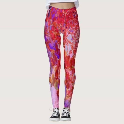 Leggings Élégante Hydrangea Limelight Violette et Orange (Devant)