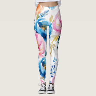 Leggings 🌸 Élégante Jambes Florales Watercolou - Chic & St
