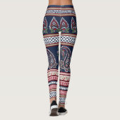 Leggings Elégante Marine Paisley : Conception des frontière (Dos)